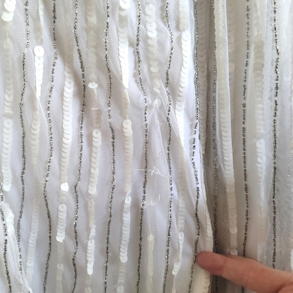 NWT Mac‎ Duggal, Sequin Spaghetti Strap Gown, Pearl, Size 8 -$498 - Picture 15 of 15